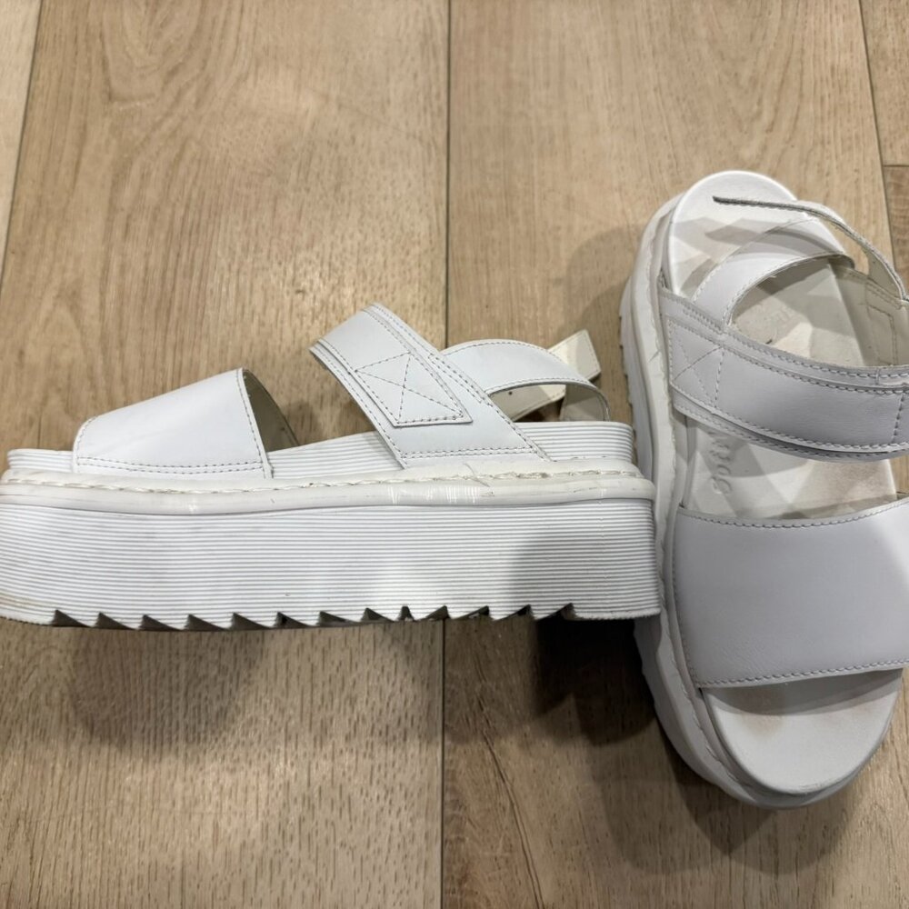 Dr Martens  Voss Mono Leather Platform Strap Sandals in White Voss Mono Leather